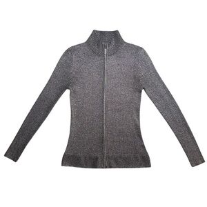 Belldini Medium Gray Sparkle and Rhinestone Zipper Jacket Women